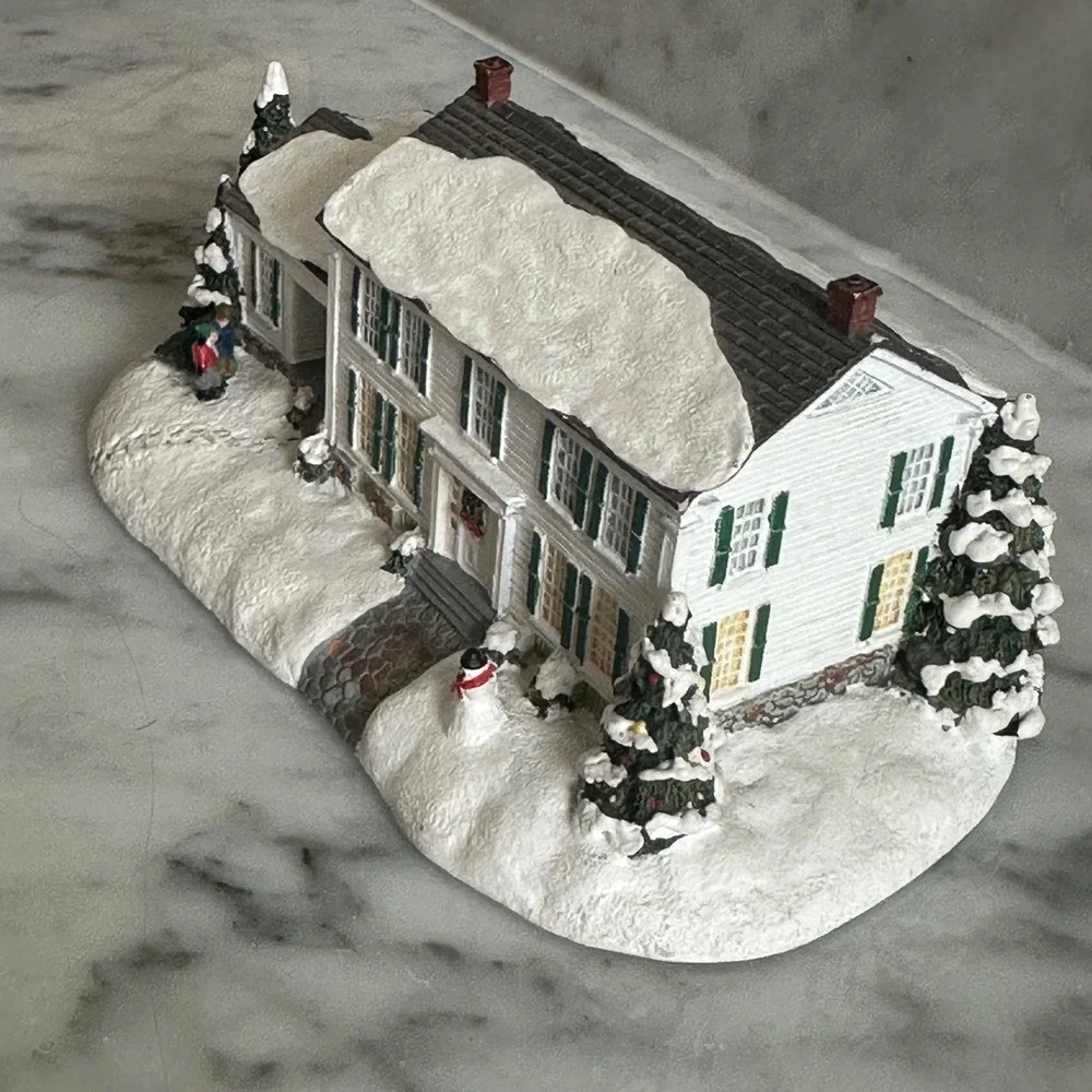 Vintage Hawthorne Norman Rockwell Bringing Home the Tree Christmas House B3358